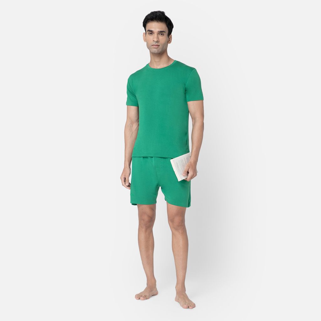 Bummer Men's Solid Relaxed Fit Micro Modal Half Sleeve T-Shirt - Matcha