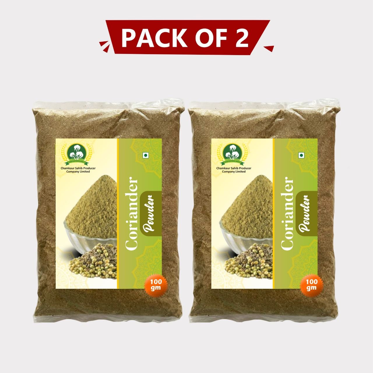 Pure Coriander Powder 200gm (Combo pack of 2 × 100 gm) by Chamkaur Sahib - Fresh, Flavorful & Sourced from Natural Farmers. 