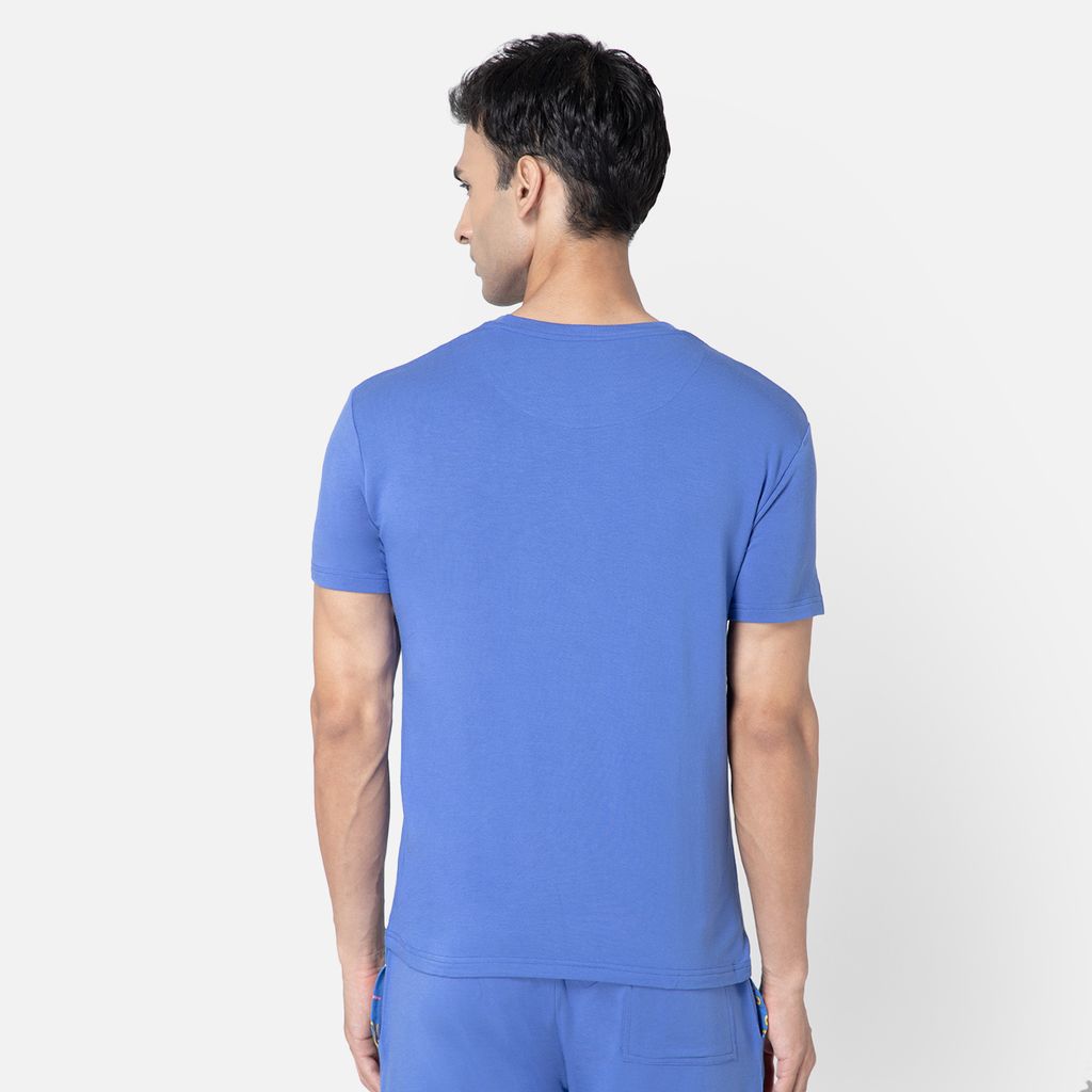 Bummer Men's Solid Relaxed Fit Micro Modal Half Sleeve T-Shirt - Azure