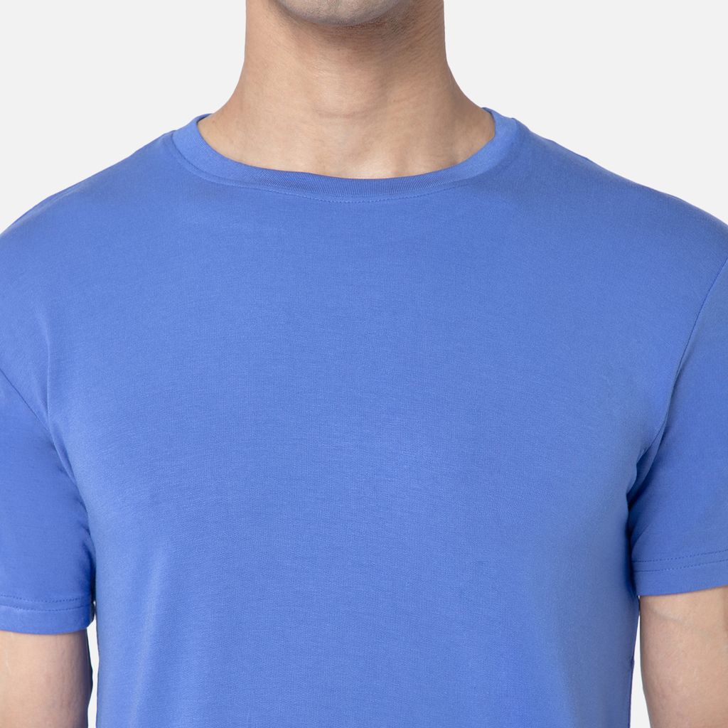Bummer Men's Solid Relaxed Fit Micro Modal Half Sleeve T-Shirt - Azure