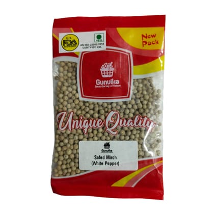 Gunvika Whole Raw Natural Premium White Pepper - 50 gm