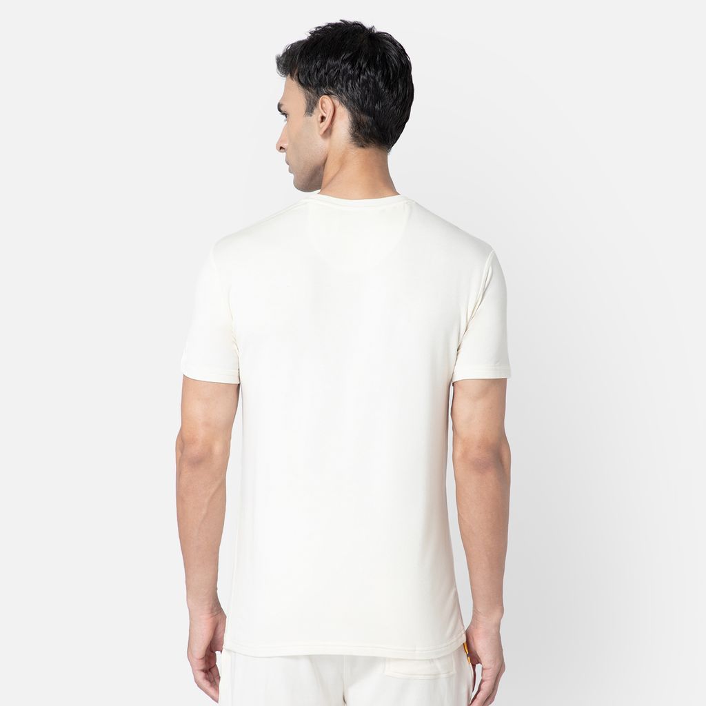 Bummer Men's Solid Relaxed Fit Micro Modal Half Sleeve T-Shirt - Champagne