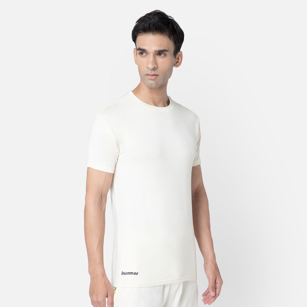 Bummer Men's Solid Relaxed Fit Micro Modal Half Sleeve T-Shirt - Champagne