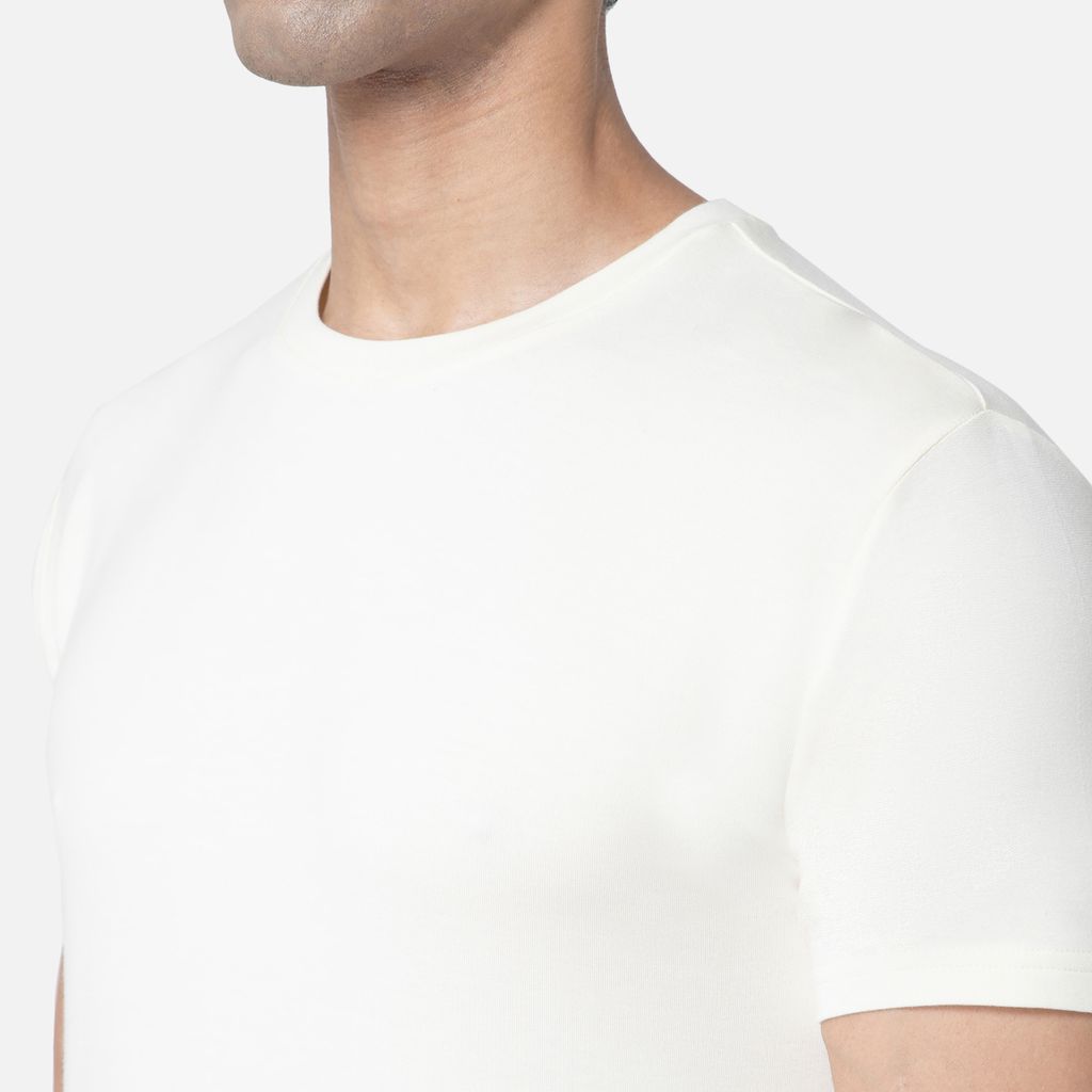 Bummer Men's Solid Relaxed Fit Micro Modal Half Sleeve T-Shirt - Champagne