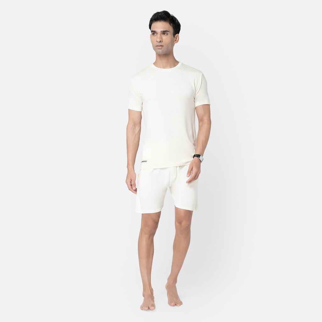 Bummer Men's Solid Relaxed Fit Micro Modal Half Sleeve T-Shirt - Champagne