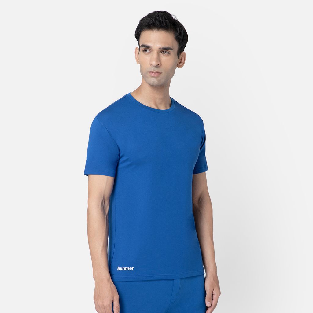 Bummer Men's Solid Relaxed Fit Micro Modal Half Sleeve T-Shirt - Skyfall