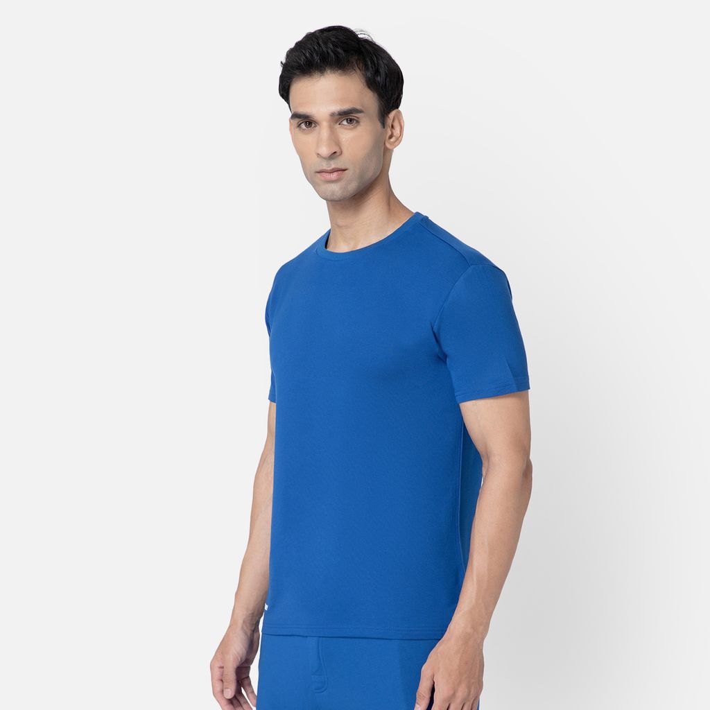 Bummer Men's Solid Relaxed Fit Micro Modal Half Sleeve T-Shirt - Skyfall