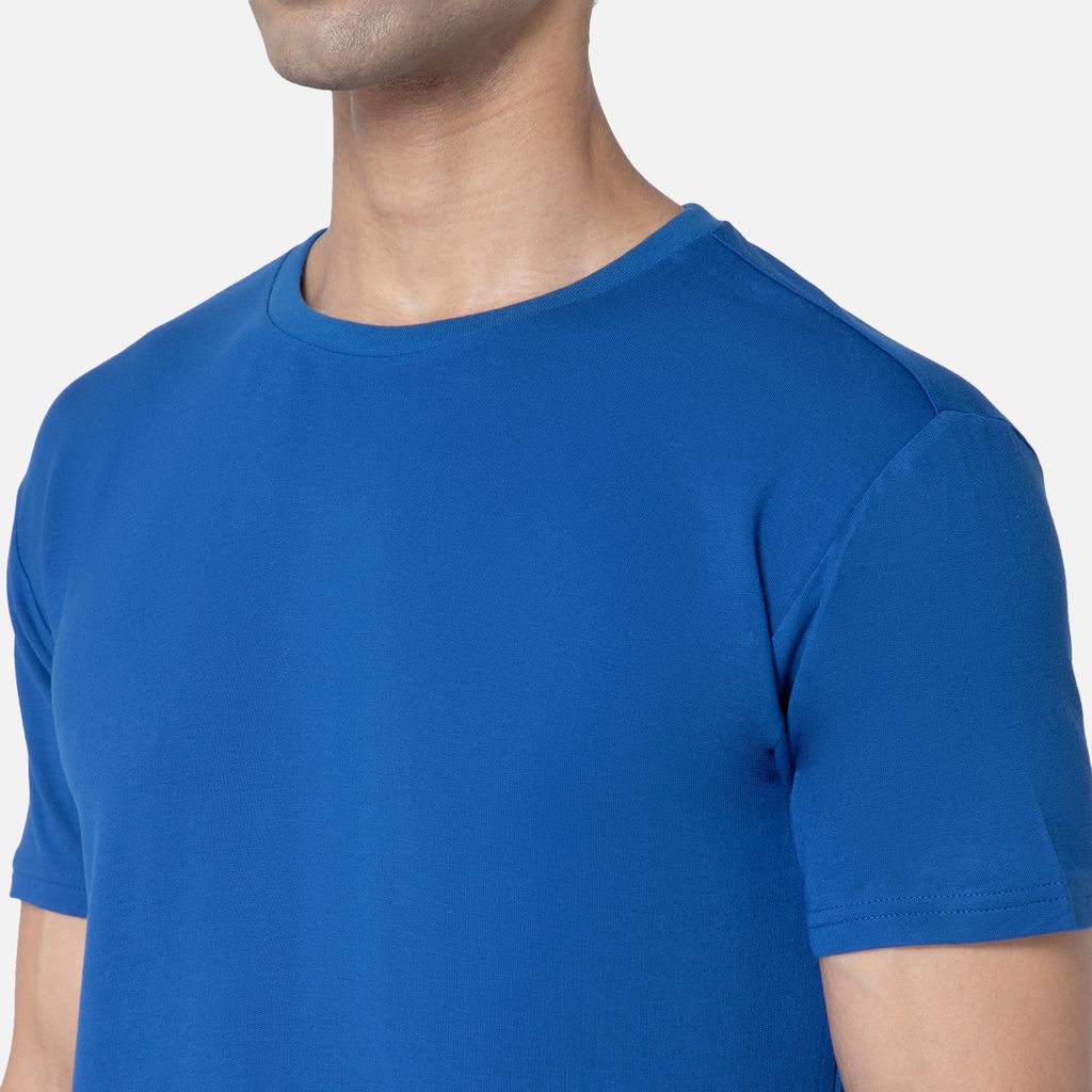 Bummer Men's Solid Relaxed Fit Micro Modal Half Sleeve T-Shirt - Skyfall