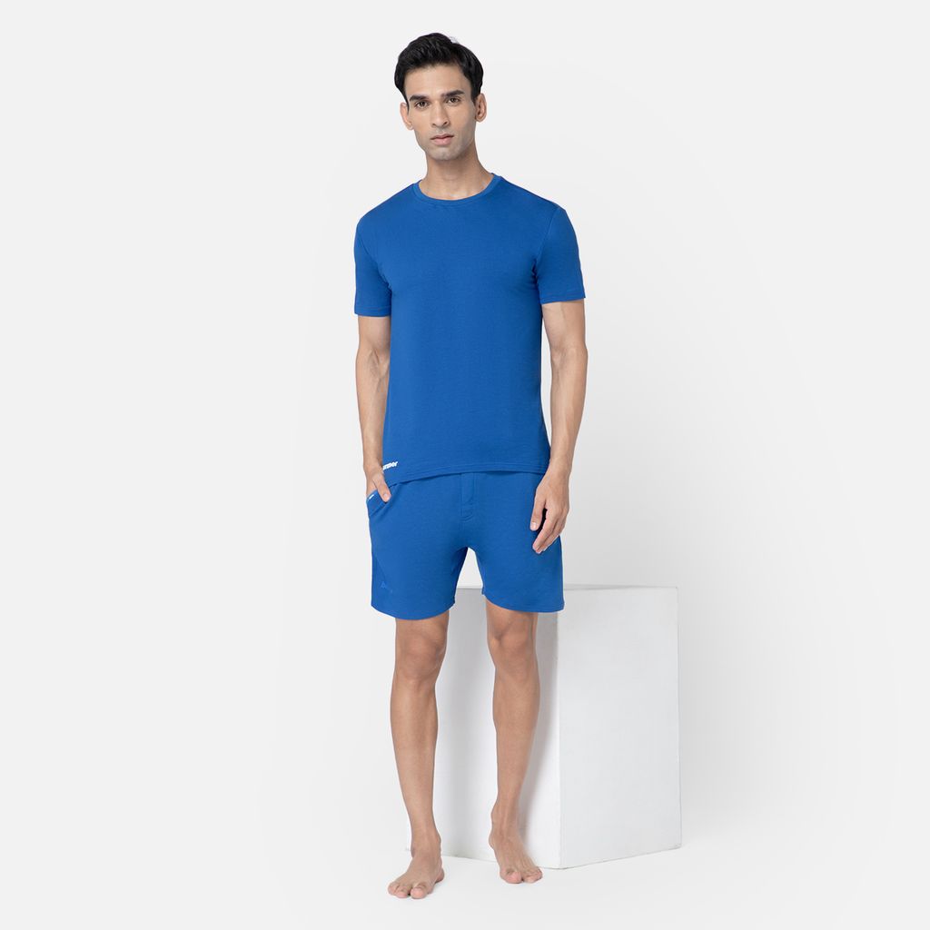 Bummer Men's Solid Relaxed Fit Micro Modal Half Sleeve T-Shirt - Skyfall