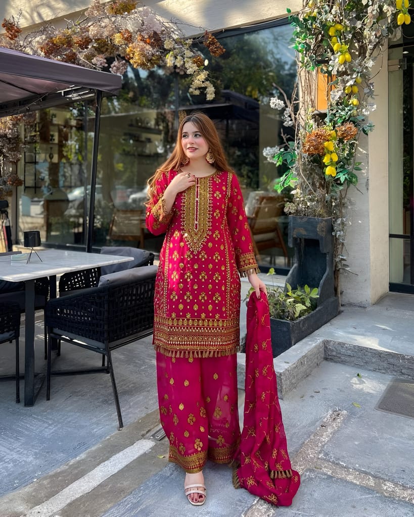 Pink Maroon Palazzo Suit Set Ready to wear indian salwar kameez Dupatta for women anarkali designer pakistani dresses Festival 3 piece