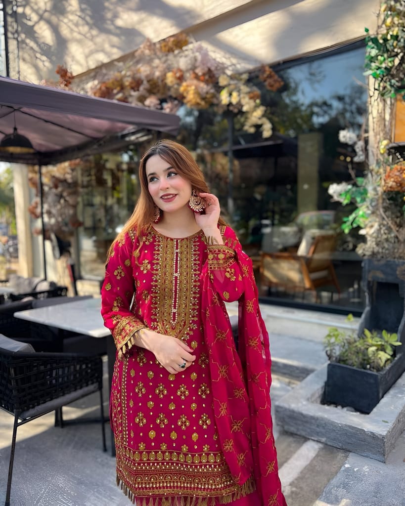 Pink Maroon Palazzo Suit Set Ready to wear indian salwar kameez Dupatta for women anarkali designer pakistani dresses Festival 3 piece