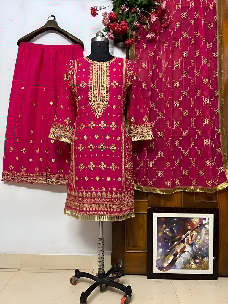 Pink Maroon Palazzo Suit Set Ready to wear indian salwar kameez Dupatta for women anarkali designer pakistani dresses Festival 3 piece