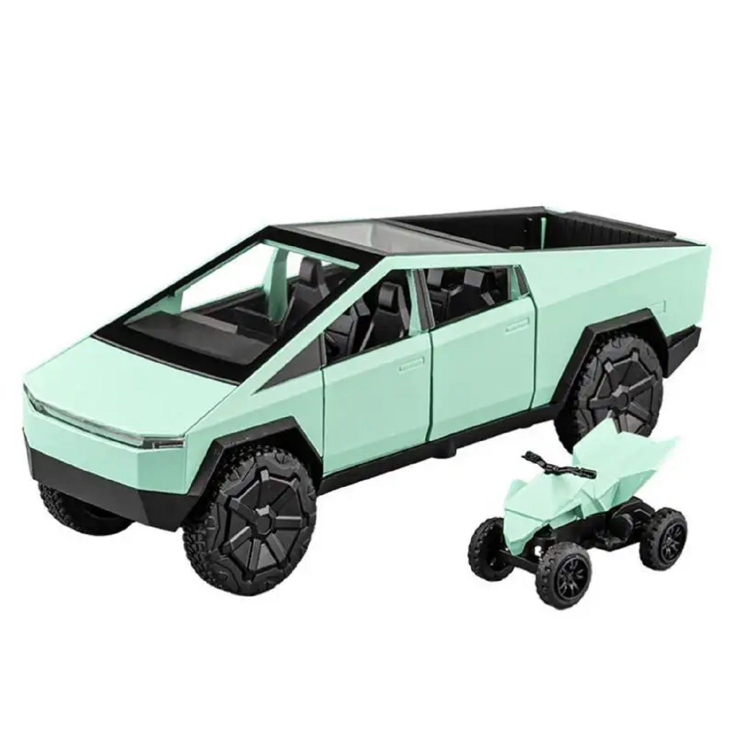KTRS ENTERPRISE 1:32 Alloy Metal Pull Back Die-cast Car Model Car Pull Back car Super car with Openable Doors with Sound and Light Doors & Light Music Boys Toys Kids (Tsla Cybrpickup)