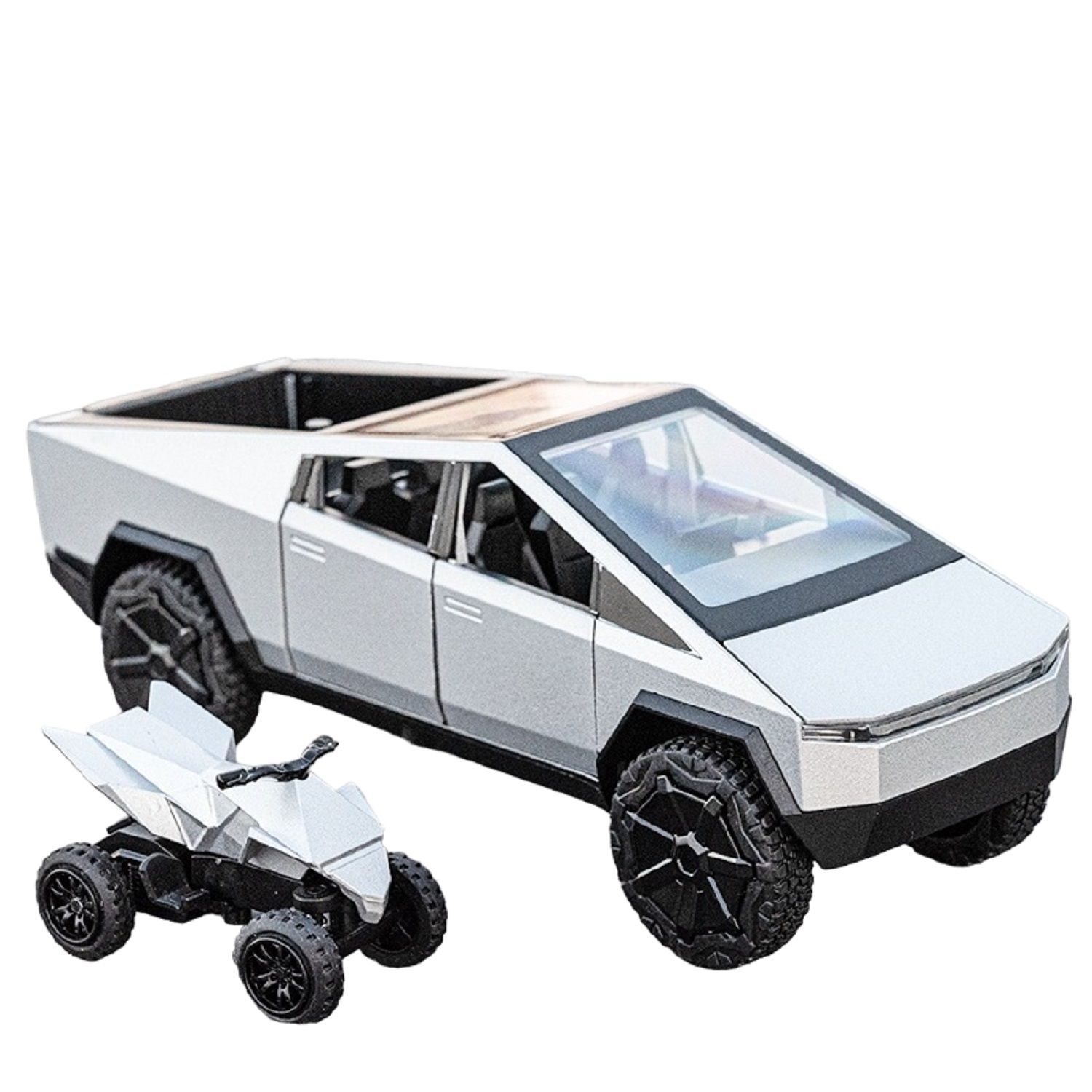 KTRS ENTERPRISE 1:32 Alloy Metal Pull Back Die-cast Car Model Car Pull Back car Super car with Openable Doors with Sound and Light Doors & Light Music Boys Toys  Kids (Tsla Cybrpickup)