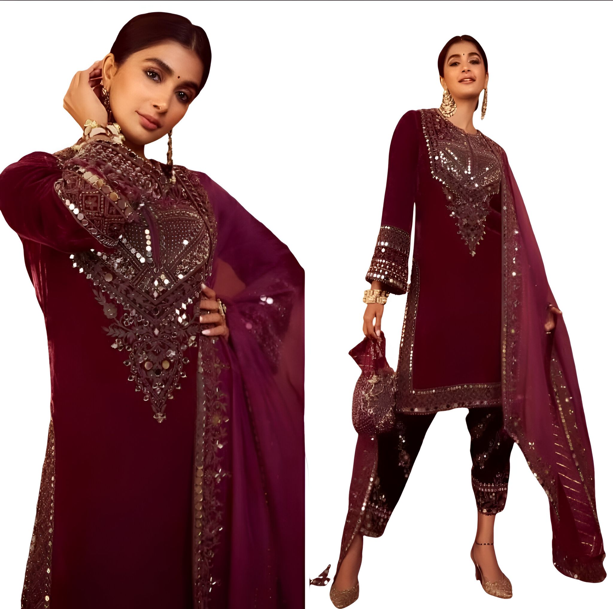 Velvet Bollywood Ready to wear indian salwar kameez Dupatta for women designer pakistani dresses Festival 3 piece