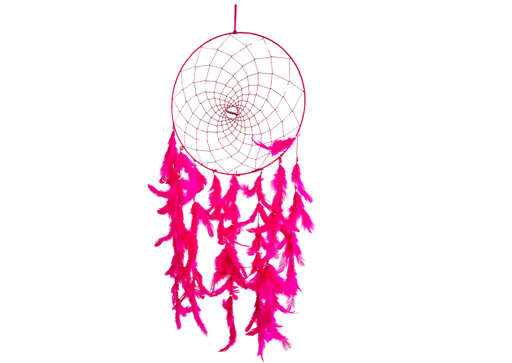 Pink Colour feathers - Dream Catcher Traditional Indian Dreamcatchers Wall Art For Bedrooms, Home Wall, Hanging Design. Size 12"