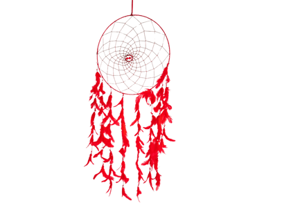 Red feathers - Dream Catcher Traditional Indian Dreamcatchers Wall Art For Bedrooms, Home Wall, Hanging Design. Size 12"
