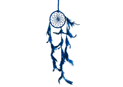 Blue Colour feathers - Dream Catcher Traditional Indian Dreamcatchers Wall Art For Bedrooms, Home Wall, Hanging Design. Size 4" (5 - Piece Set)