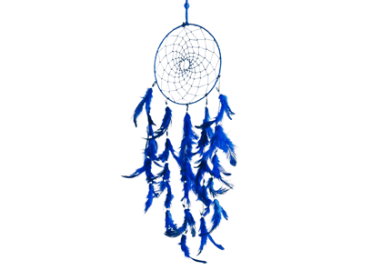 Blue Colour feathers - Dream Catcher Traditional Indian Dreamcatchers Wall Art For Bedrooms, Home Wall, Hanging Design. Size 12"