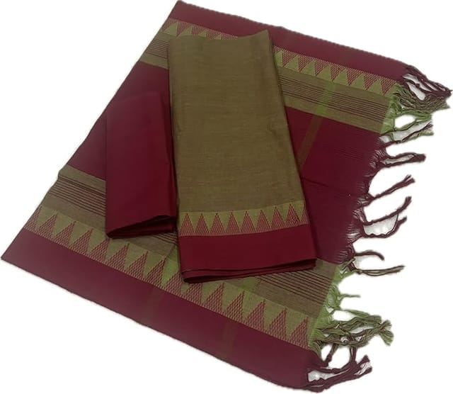 Pure Handloom Mangalagiri Cotton Dress Material With Dupatta Set