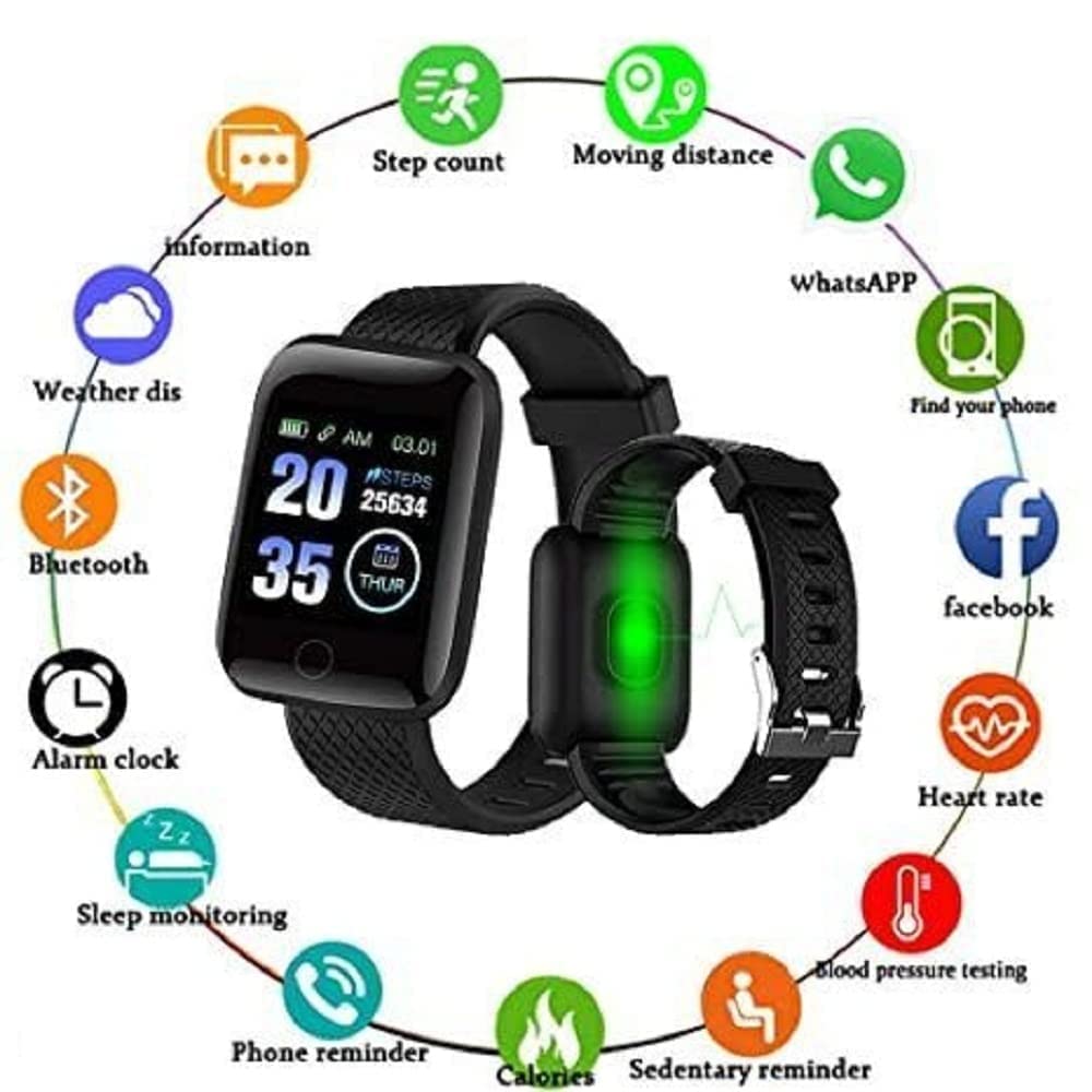 ID-116 Smart watch for Men's Womens Boys Girls, Bluetooth Smart Fitness Band Watch with Heart Rate, Step & Sports Activity Tracker