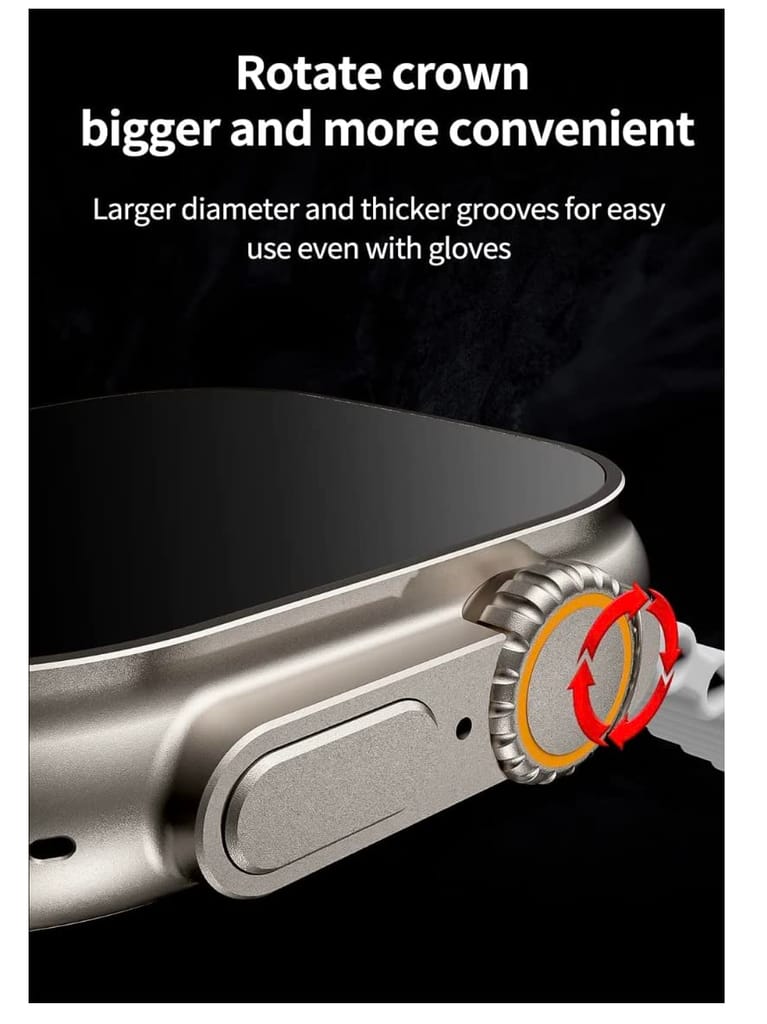 Dicto T800 Ultra Smart Watch 1.9 (4.8 Cm) Display,Bluetooth Calling Hd Smart Watch,Sports Mode,Heart & Spo2 Monitoring,Ip68,Fast Charging Smart Ultra 8 Series Watch (Black Color,Width: 10 Cm)