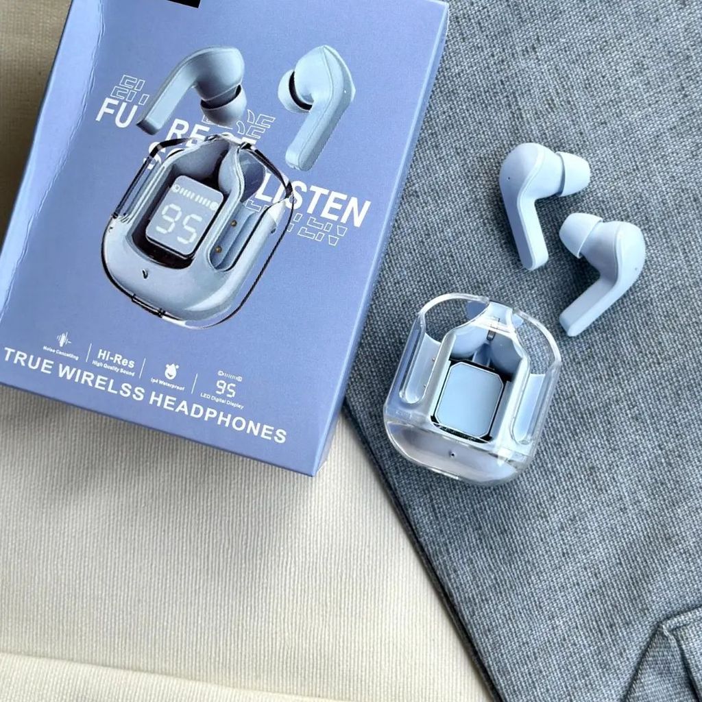 UltraPods Max TWS Earbuds Pro Bluetooth | Transparent Design | Fast Charging | 13mm HD Bass Drivers | Built-in Mic | Running, Outdoors, Music Sound (Multicolor)