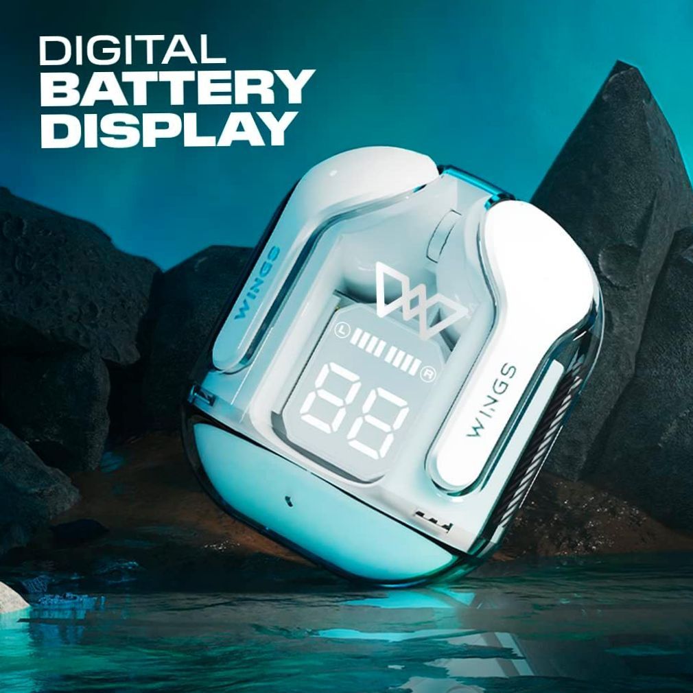 UltraPods Max TWS Earbuds Pro Bluetooth | Transparent Design | Fast Charging | 13mm HD Bass Drivers | Built-in Mic | Running, Outdoors, Music Sound (Multicolor)