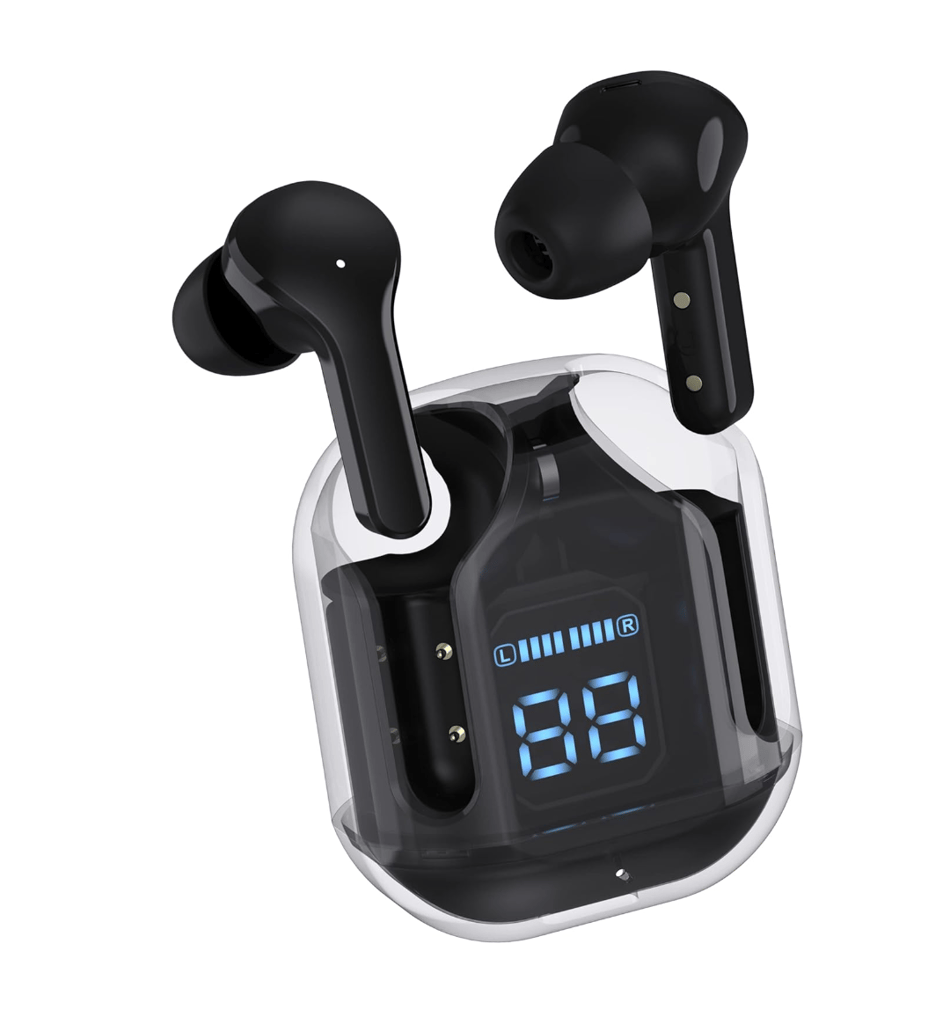 UltraPods Max TWS Earbuds Pro Bluetooth | Transparent Design | Fast Charging | 13mm HD Bass Drivers | Built-in Mic | Running, Outdoors, Music Sound (Multicolor)