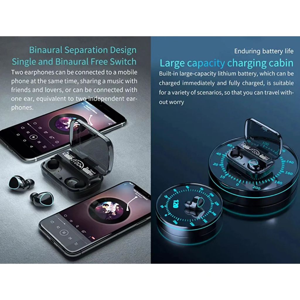 Dicto M10 TWS Bluetooth 5.1 In Ear Earphones 3500mAh Charging Box Wireless Headphone Stereo Sports Waterproof Earbuds Headsets with Microphone