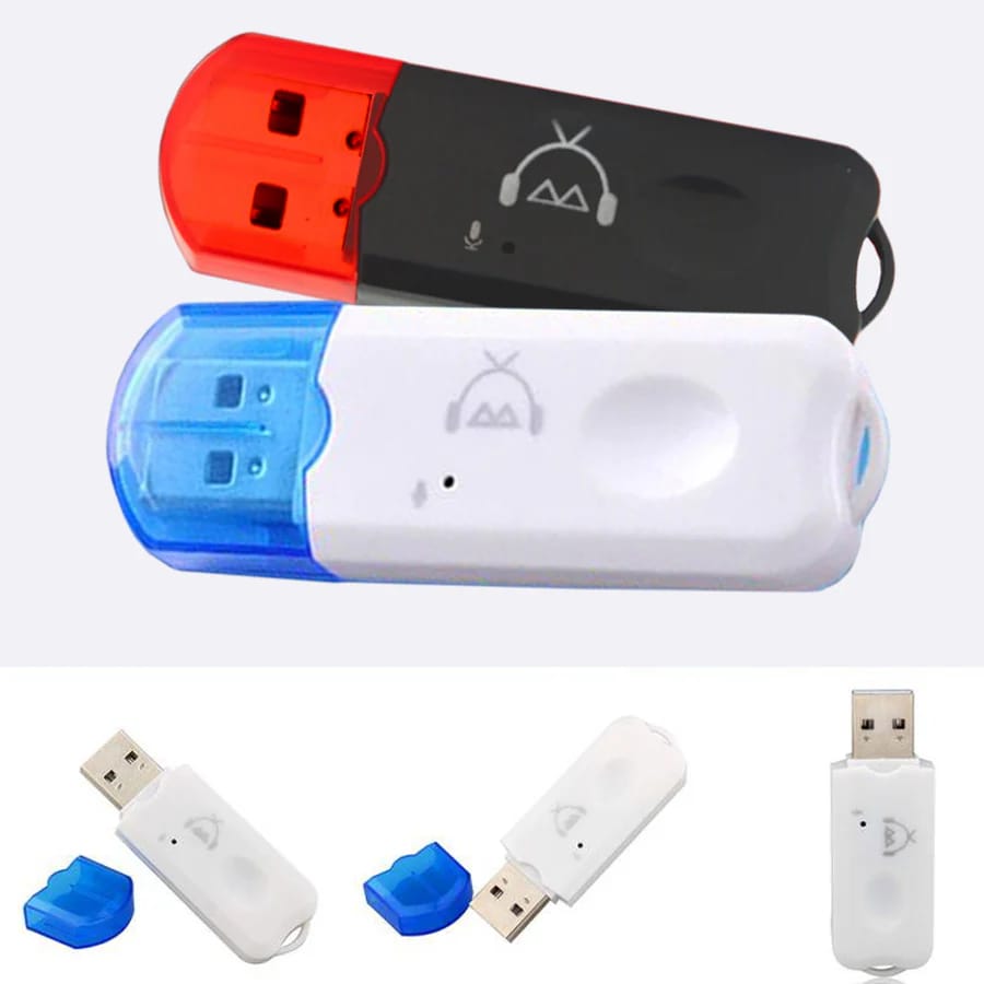 USB Bluetooth Dongle Car Bluetooth 4.0 USB Music with mic Audio Receiver Wireless Bluetooth Audio Music Adapter Car Wireless Hands-Free Dongle Kit for Speaker, USB Bluetooth -(White)