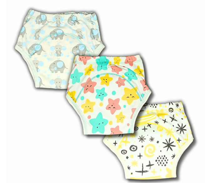 Kindermum Cotton Padded Underwear/Potty Training Pants - Semi Waterproof, Pull-up Cotton Underwear - Pack of 3 - Midnight Sleep Pink Combo (Large)