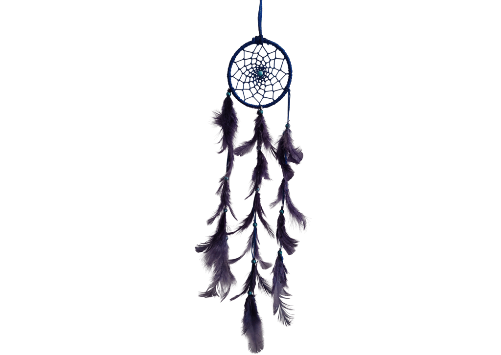 Black Colour Feathers  - Dream Catcher Traditional Indian Dreamcatchers Wall Art For Bedrooms, Home Wall, Hanging Design. Size 4" (5 - Piece Set)