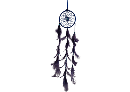 Black Colour Feathers  - Dream Catcher Traditional Indian Dreamcatchers Wall Art For Bedrooms, Home Wall, Hanging Design. Size 4" (5 - Piece Set)