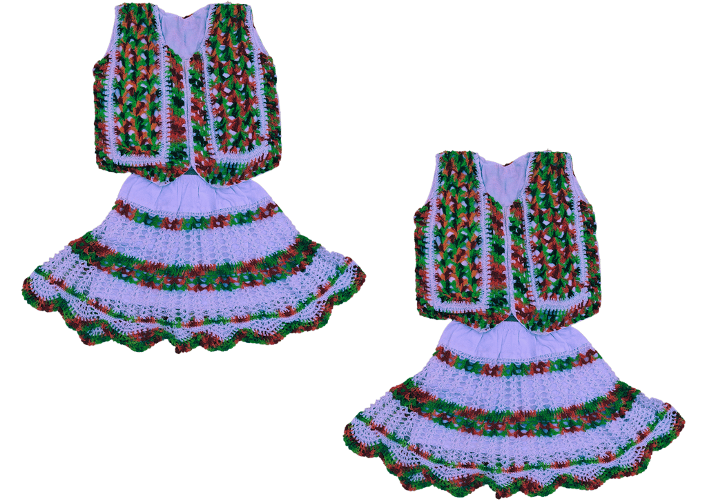 Handmade crochet baby girl's vest and skirt set (Multi Colour)