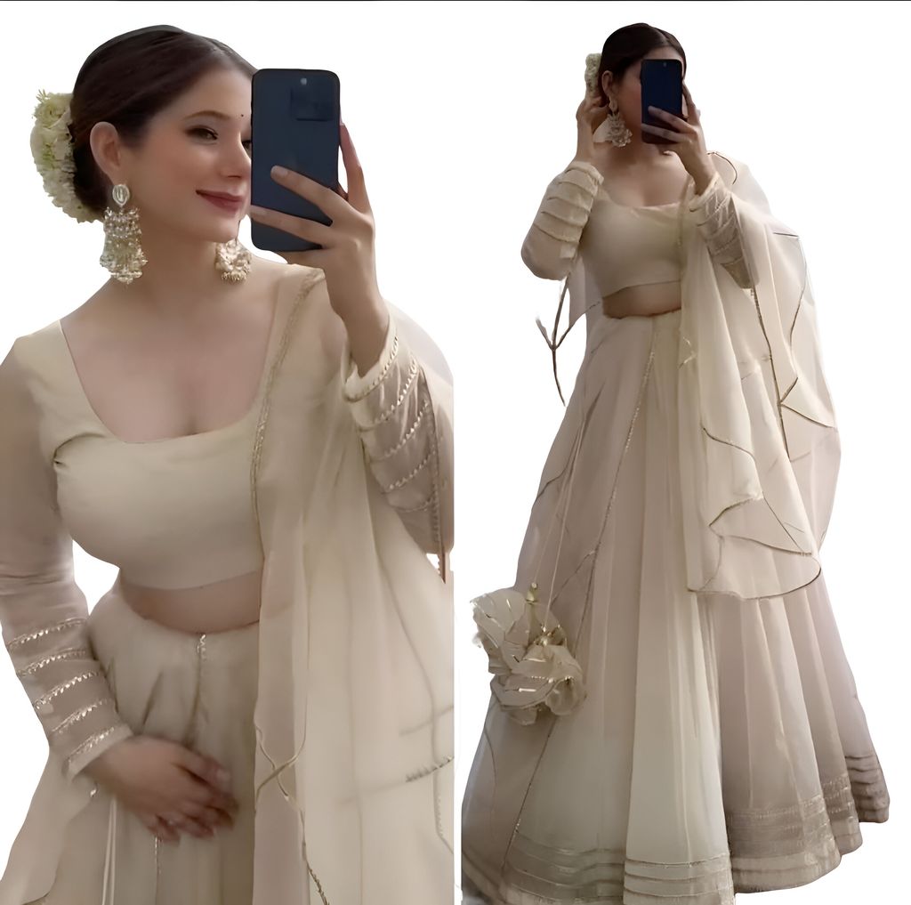 White Lehenga choli Readymade Full Stitched For Wedding bridal chaniya choli ready to wear partywear