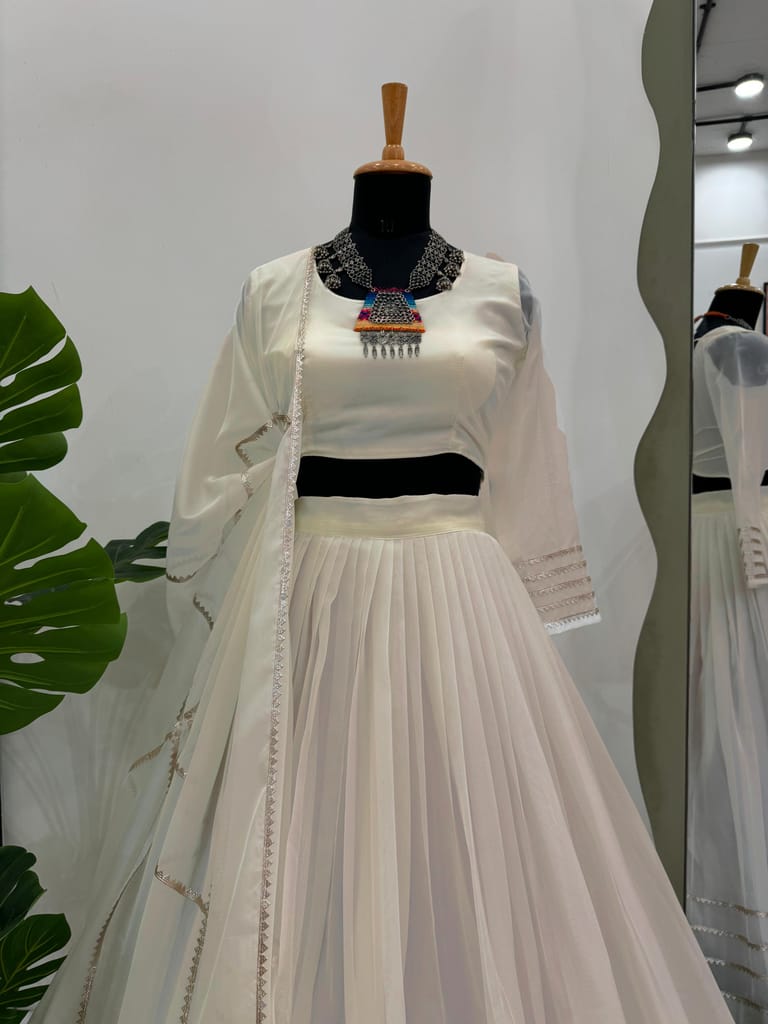 White Lehenga choli Readymade Full Stitched For Wedding bridal chaniya choli ready to wear partywear
