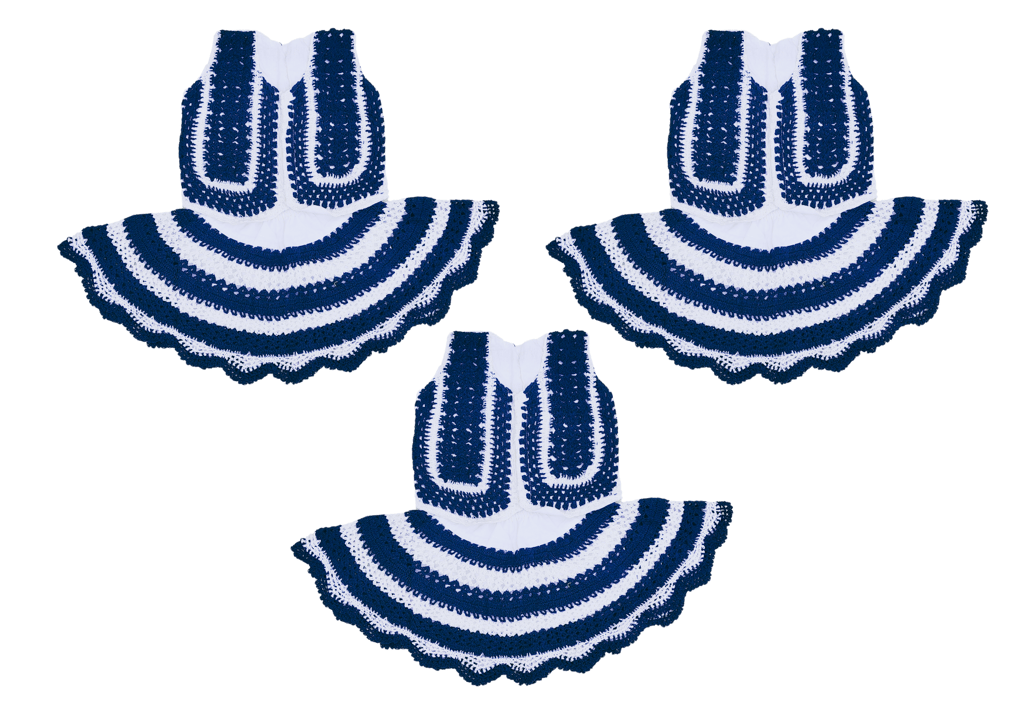 Handmade crochet baby girl's vest and skirt set (White & Blue)