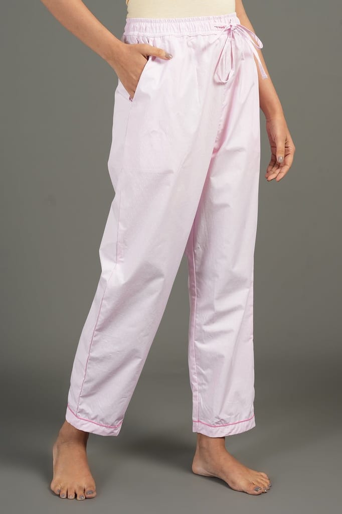 Elegant Women BREATHABLES Women Cotton Nightsuit Shirt and Pants Co-ord Set 3/4 Sleeve Notched C