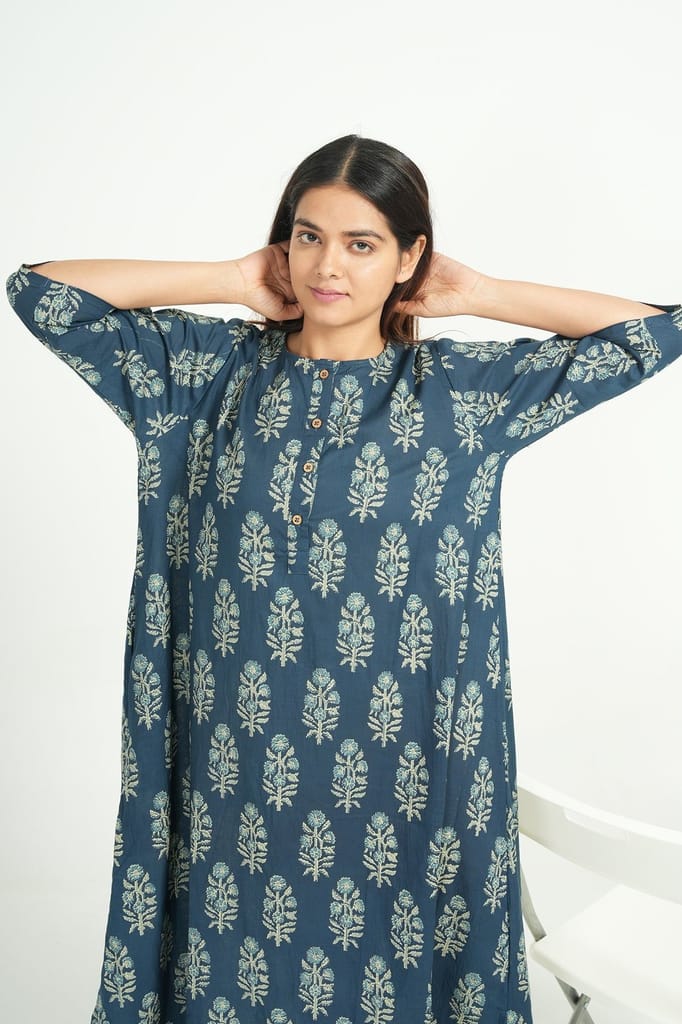 New Women BREATHABLES Women Cotton Printed Loungewear Dress Short Sleeve Round Neck Comfort Loos