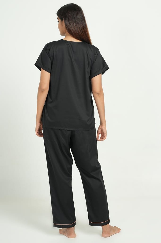 Affordable Women BREATHABLES Women Cotton Nightsuit Shirt and Pants Co-ord Set Short Sleeve V Ne