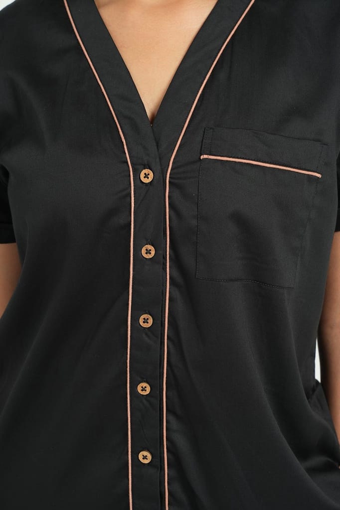 Affordable Women BREATHABLES Women Cotton Nightsuit Shirt and Pants Co-ord Set Short Sleeve V Ne