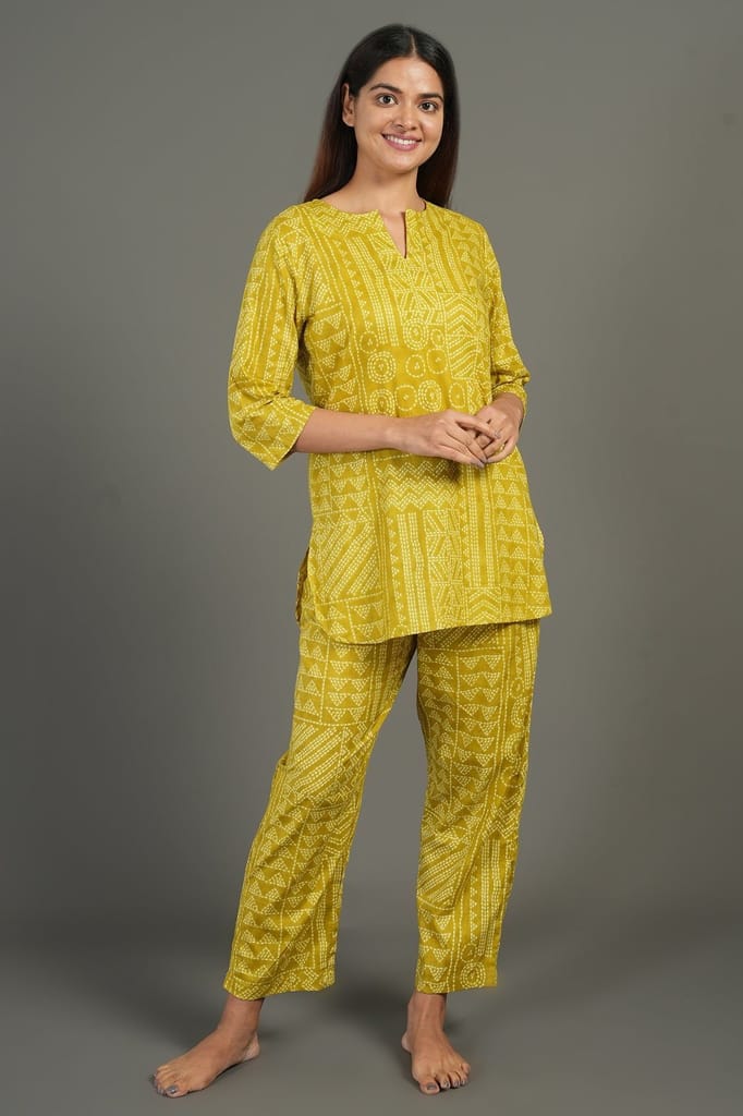 Chic Women Women's Blue Jaipuri Print Cotton Kurta and Pant Loungewear Set 2025 at ShopCircuit |