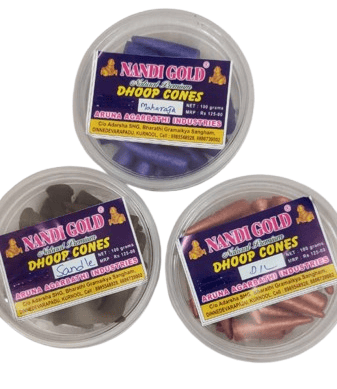 Dhoop Cones Natural Incense Pack of 3 | 3 Fragnance In Pack (1x Maharaja, 1x Sandal, 1x Dil)
