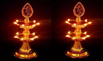 Dev Bhakti Two Layer 14 Led Electric Diya Set of 2 Plastic (Pack of 2) Table Diya Set  (Height: 7 inch)