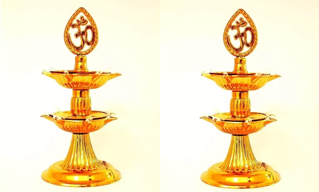 Dev Bhakti Two Layer 14 Led Electric Diya Set of 2 Plastic (Pack of 2) Table Diya Set  (Height: 7 inch)