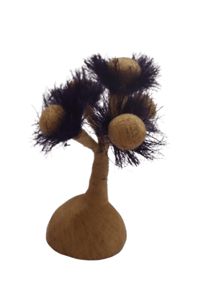 Handmade Jute Wrapped Blue Tree Sculpture Home Decor Accent