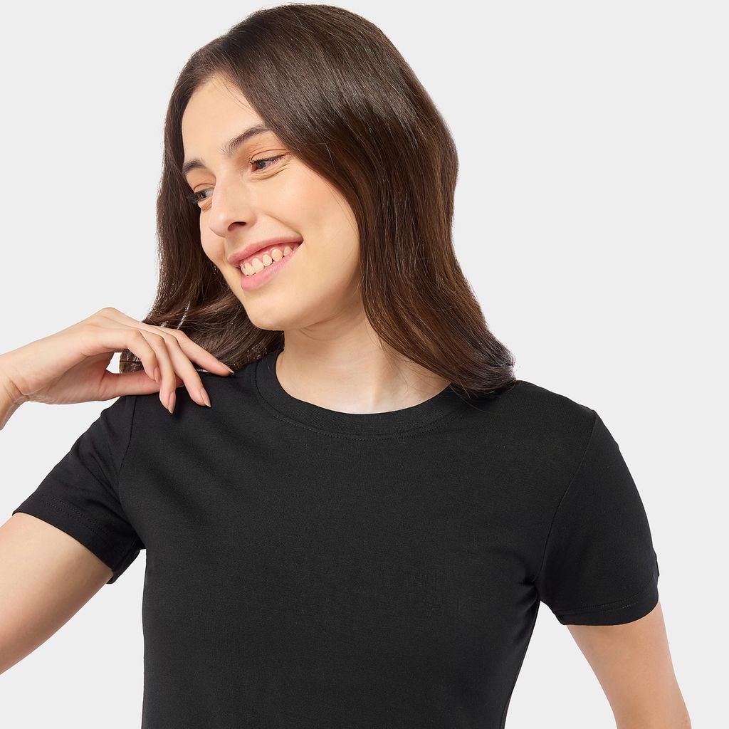 Bummer Women's Round Neck Solid Lounge T-Shirts | Relaxed Fit,Terry Modal & Half-Sleeve Tshirt - Afterhours