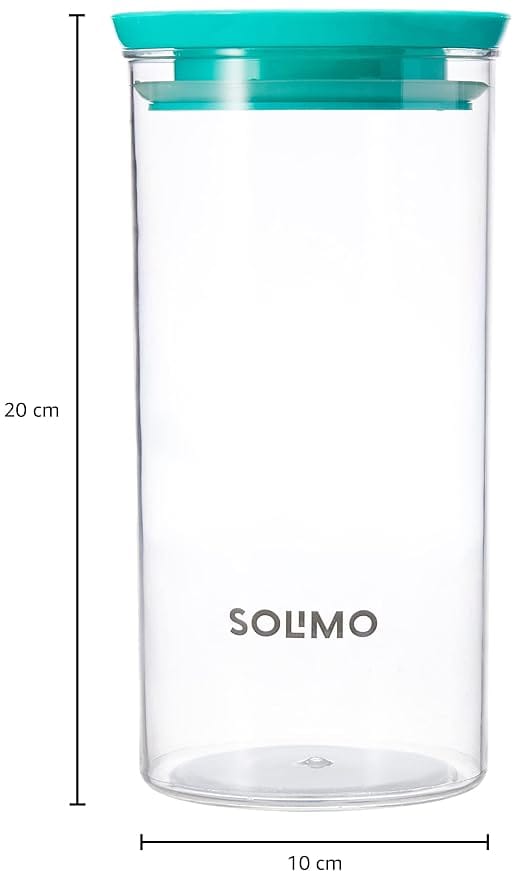 2-Piece Glass Food Storage Jar with Airtight Lid for Kitchen Pantry Organization and Storage - 1500ml Each