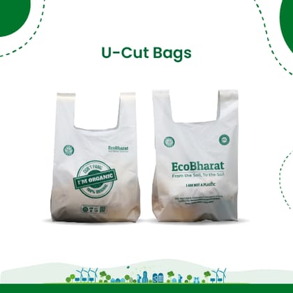Biodegradable and Compostable U-cut Carry Bags|8x10 (190pieces)|capacity 500grams|Grocery Bags, Shopping Bags|